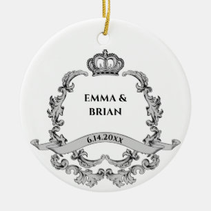 Vintager Banner Crown Wappen Keramik Ornament
