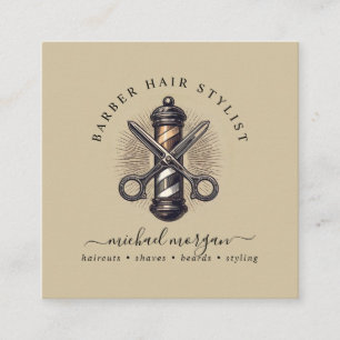 Vintager Barber Shop Hair Stylist Barber Quadratische Visitenkarte