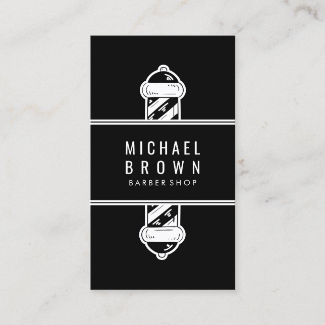 Vintager Barbershop Black Visitenkarte (Vorderseite)