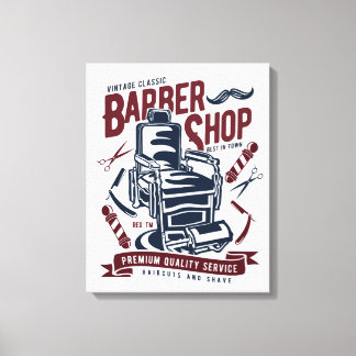 Vintager Barbershop-Lehrstuhl Logo-Leinwand Leinwanddruck