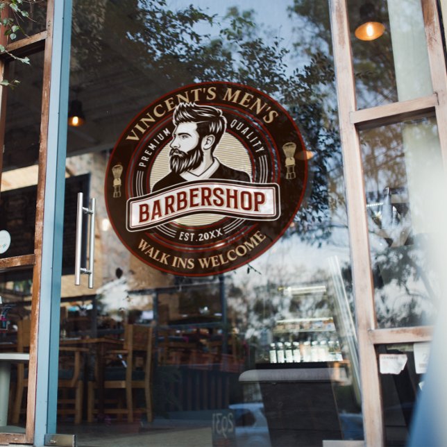 Vintager Barbershop moderner Schnitt Fensteraufkleber (Von Creator hochgeladen)