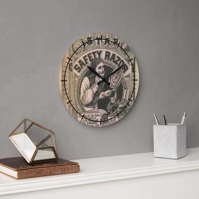 Vintager Barbershop-Sicherheitsrisiko Große Wanduhr (Büro)
