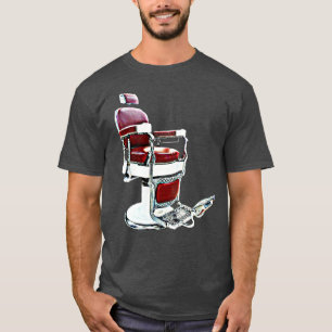 Vintager Barberstuhl auf Weiß T-Shirt