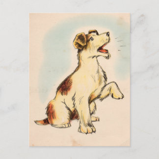 Vintager Barking Hund Zeichnend Postkarte