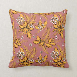 Vintager Barklappen-Look Mustard und Coral Pillow Kissen