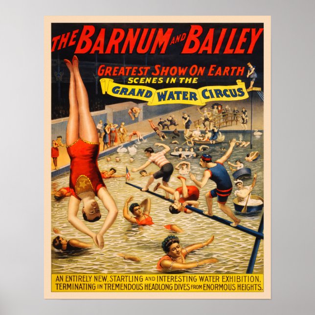 Vintager Barnum und Bailey Grand Water Circus Poster (Vorne)