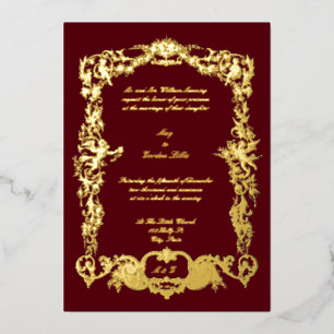 Vintager barocker Rokoko Blumengarten & Cherubs Folieneinladung