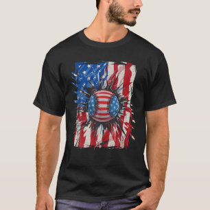 Vintager Baseball 4. Juli Männer USA Flagge T-Shirt