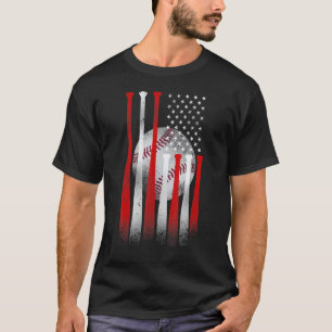 Vintager Baseball-amerikanischer Flaggenbaseball T-Shirt