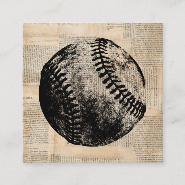 Vintager Baseball Art Illustration Newspaper Style Begleitkarte (Vorderseite)
