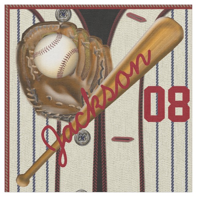Vintager Baseball-Ball-Handschuhname und -nummer Stoff (Nahaufnahme)
