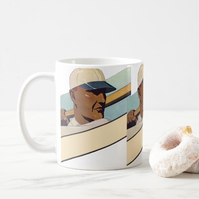 Vintager Baseball-Basketball, Stilkunst Kaffeetasse (Mit Donut)