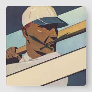 Vintager Baseball-Basketball, Stilkunst Quadratische Wanduhr