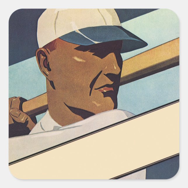 Vintager Baseball-Basketball, Stilkunst Quadratischer Aufkleber (Vorderseite)