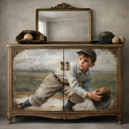 Vintager Baseball-Boy-Dekoupage Seidenpapier