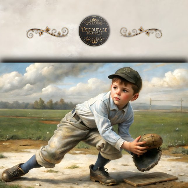 Vintager Baseball-Boy-Dekoupage Seidenpapier (Vintage Baseball Boy Decoupage Tissue Paper)