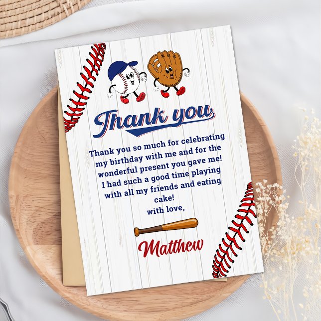Vintager Baseball Boy Geburtstag Danke Karte (Von Creator hochgeladen)