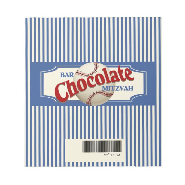 Vintager Baseball Chocolate Bar Wrapper Notizblock (Vorderseite)