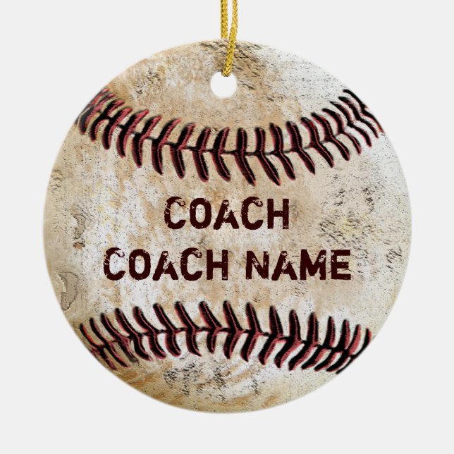 Vintager Baseball Coach Geschenke PERSONALISIERTES Keramik Ornament (Vorne)