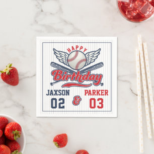 Vintager Baseball-Doppelkopf Gemeinsamer Geburtsta Serviette