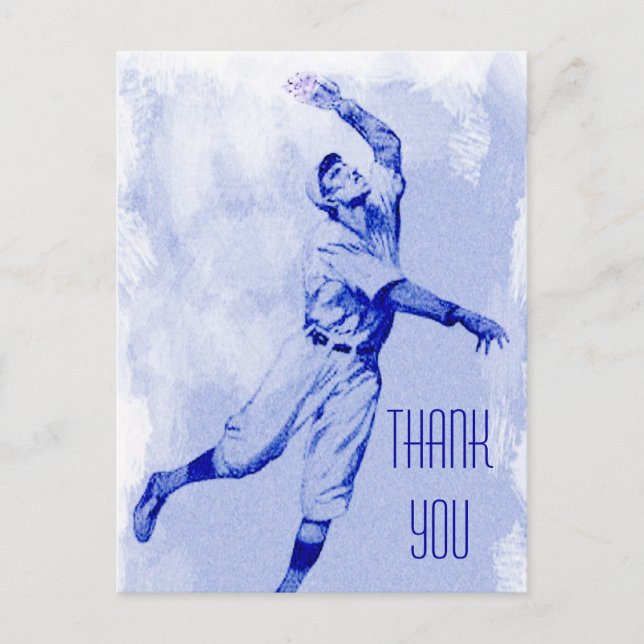 Vintager Baseball Fielder Vielen Dank, Postcard Postkarte (Vorderseite)