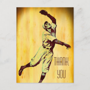 Vintager Baseball Fielder Vielen Dank, Postcard Postkarte