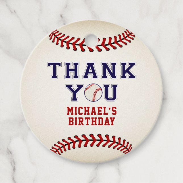 Vintager Baseball, Geburtstag Geschenkanhänger (Vorderseite)