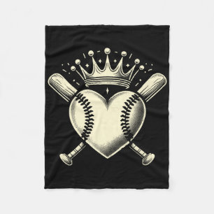 Vintager Baseball-Herzkronen-Baseball Premium Fleecedecke
