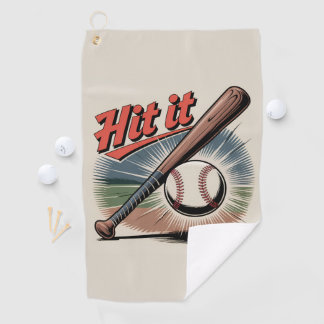 Vintager Baseball "Hit It" Retro Sports Golfhandtuch