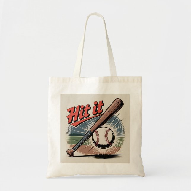 Vintager Baseball "Hit It" Retro Sports Tragetasche (Vorne)