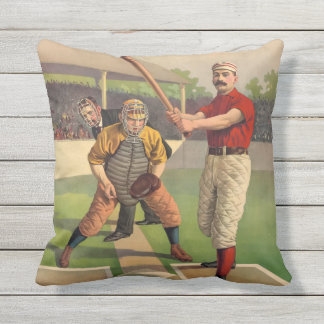 Vintager Baseball-Illustrations-Teig und Fänger Kissen Für Draußen