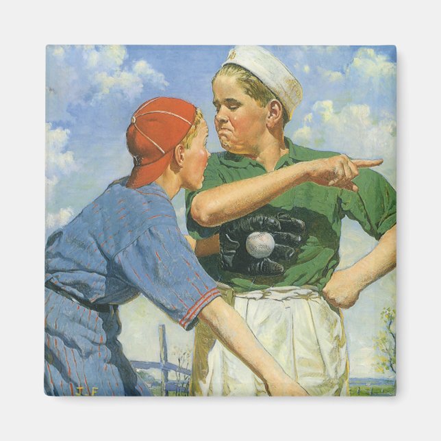 Vintager Baseball, Kinder, Sportler Magnet (Vorne)