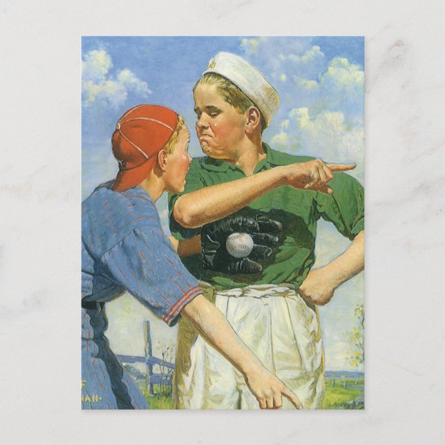 Vintager Baseball, Kinder, Sportler Postkarte (Vorderseite)