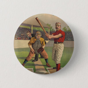 Vintager Baseball-Plakat-Knopf Button