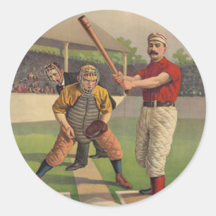 Vintager Baseball-Plakataufkleber Runder Aufkleber