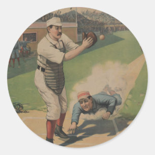 Vintager Baseball-Plakataufkleber Runder Aufkleber