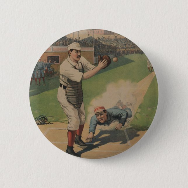 Vintager Baseball-Plakatknopf Button (Vorderseite)