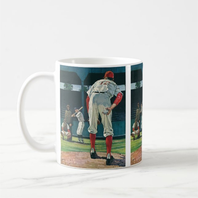 Vintager Baseball-Spieler-Spieler-Spieler-Spieler  Kaffeetasse (Links)