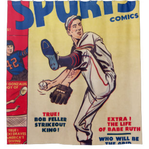 Vintager Baseball-Sportspieler Baseball Duschvorhang