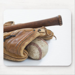 Vintager Baseball und Schläger Mousepad