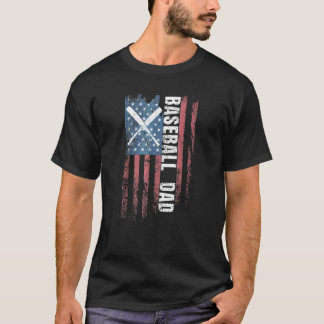 Vintager Baseball-Vater American Flag Patriotic Fa T-Shirt