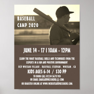 Vintager Baseballspieler, Baseballcampwerbung Poster