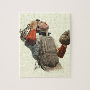 Vintager Baseballspieler, Catcher-Look Puzzle