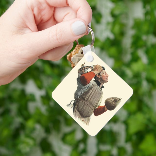 Vintager Baseballspieler, Catcher-Look Schlüsselanhänger (Hand)