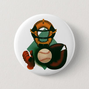 Vintager Baseballspieler, Mitt Button