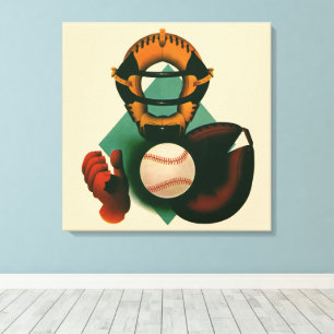 Vintager Baseballspieler, Mitt Leinwanddruck