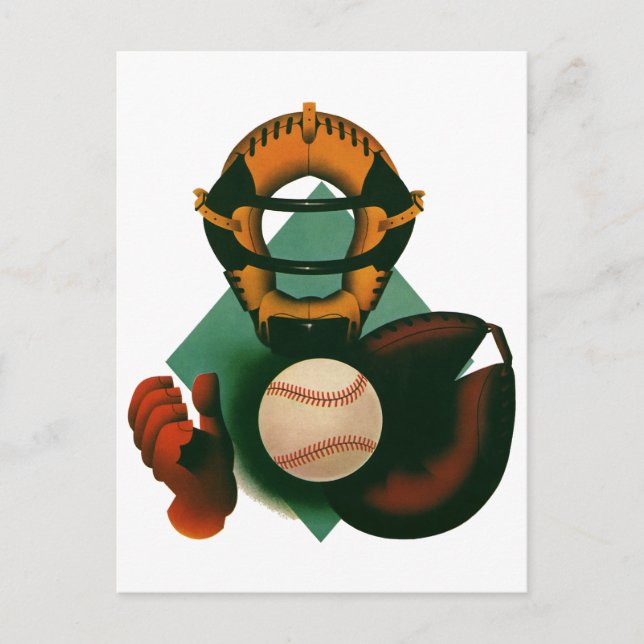 Vintager Baseballspieler, Mitt Postkarte (Vorderseite)