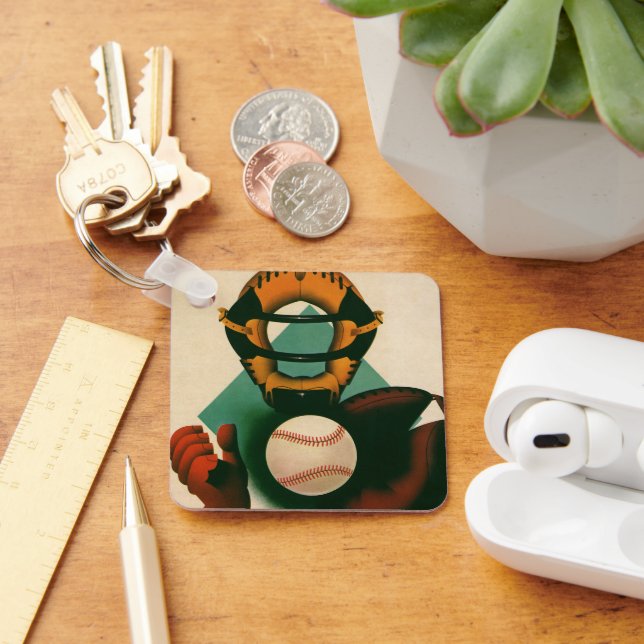 Vintager Baseballspieler, Mitt Schlüsselanhänger (Schreibtisch)