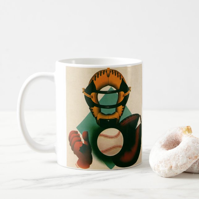 Vintager Baseballspieler, Mitt Tasse (Mit Donut)