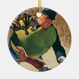 Vintager Baseballspieler, Umpire Keramikornament